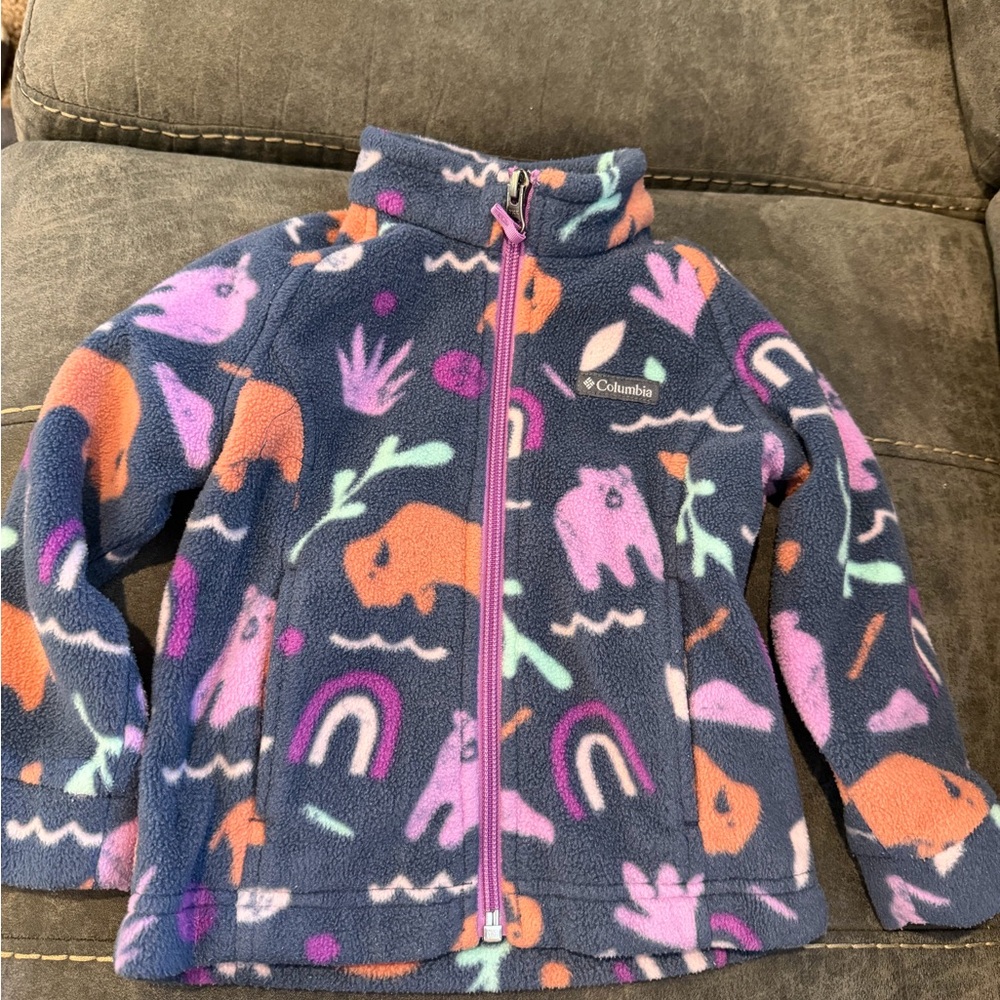 Columbia Kids' Fleece Jacket with Animal and Rainbow Design 2t